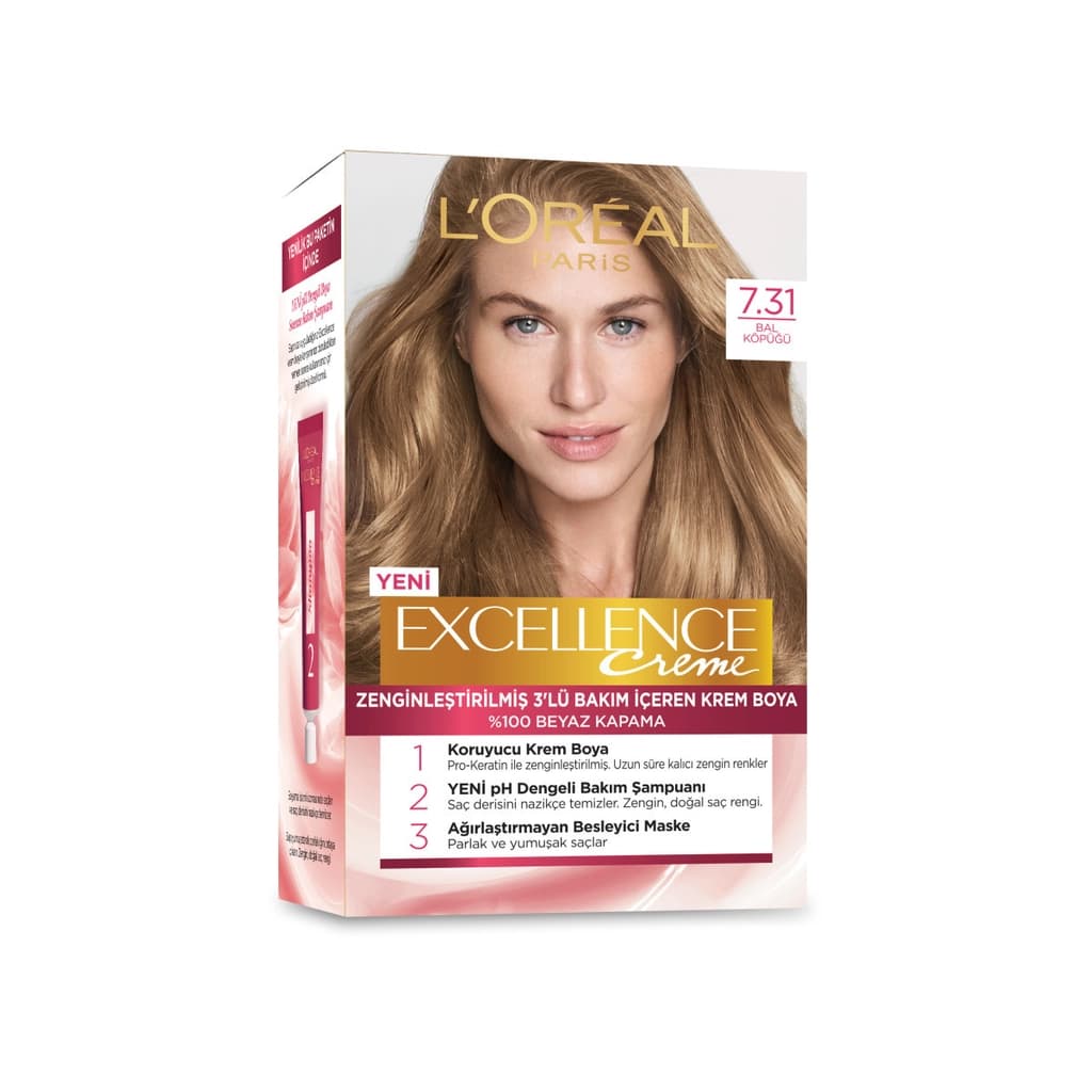 L'Oréal Paris Excellence Creme Hair Dye - 7.31 honey Foam