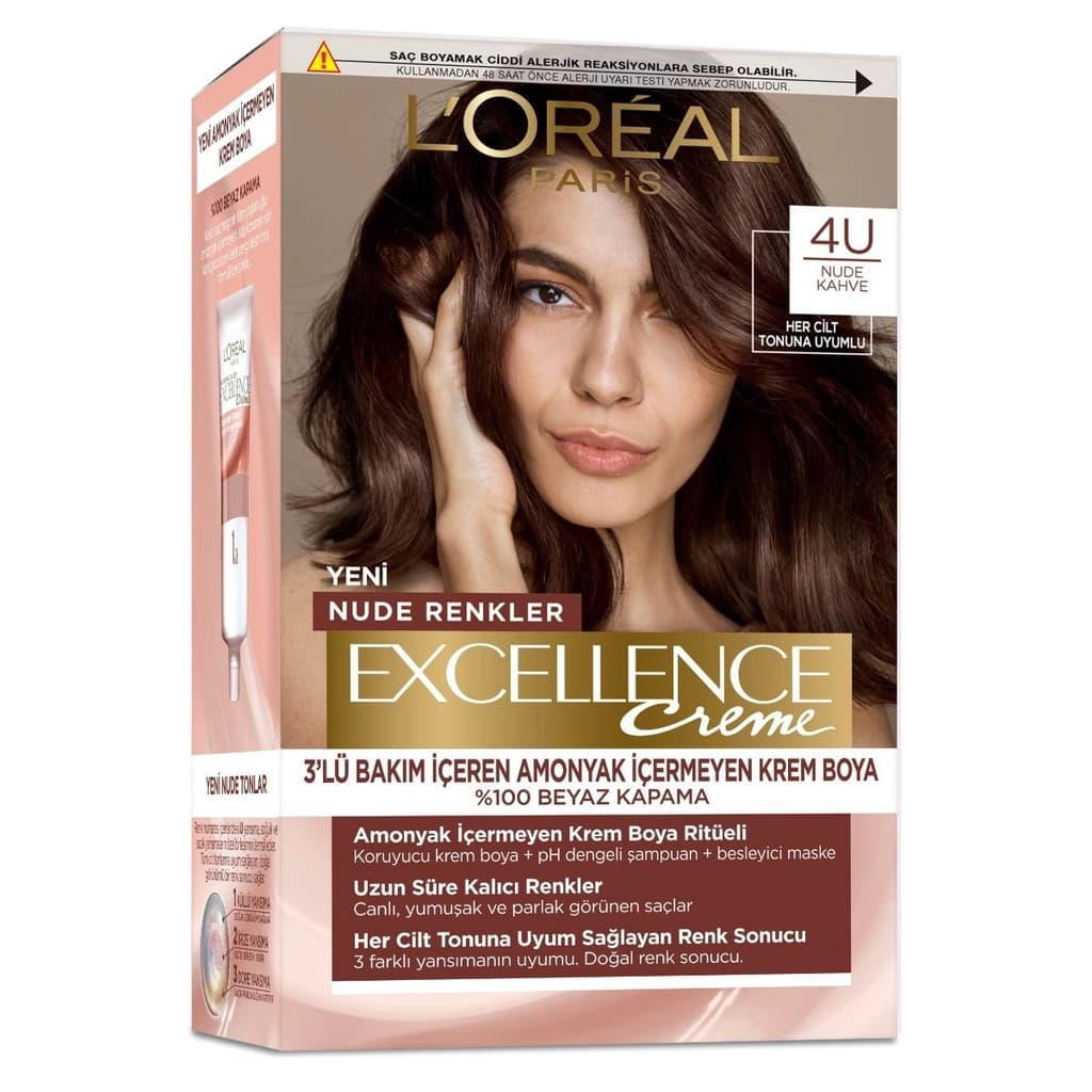L’Oréal Paris Excellence Nude Hair Dye Brown 4U 1 pcs