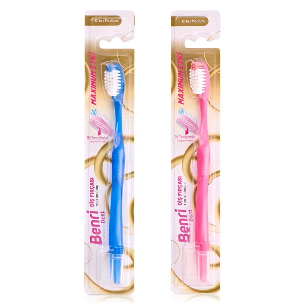Benri Dent Thin Toothbrush with Protective Cap - Assorted Colors