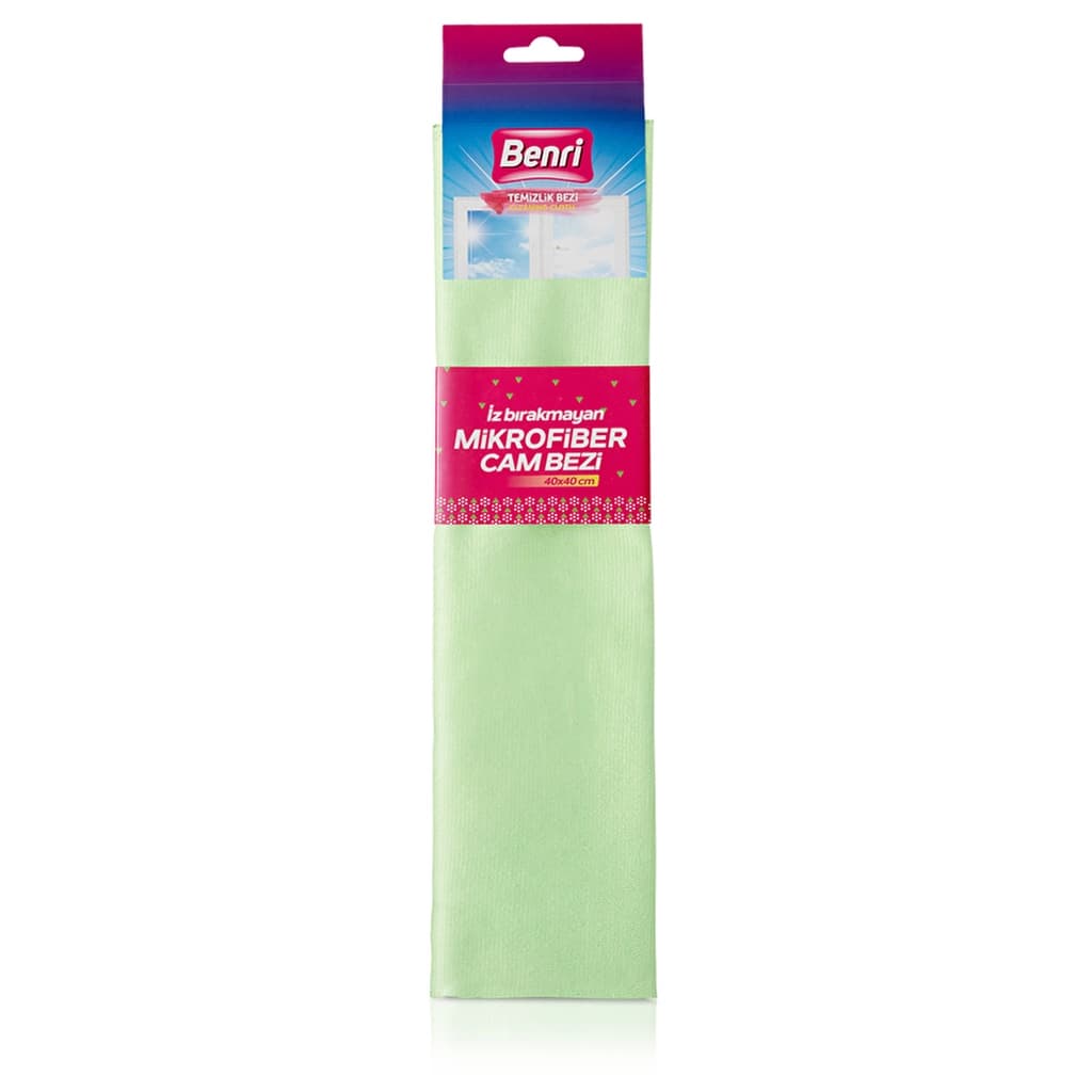 Benri Microfiber Glass Cloth - 40x40cm, Streak-Free Cleaning