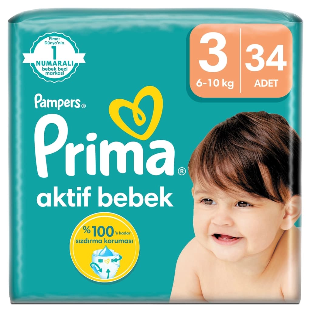 Pampers Active Diapers Size 3, 34-Pack - Leak-Proof Comfort