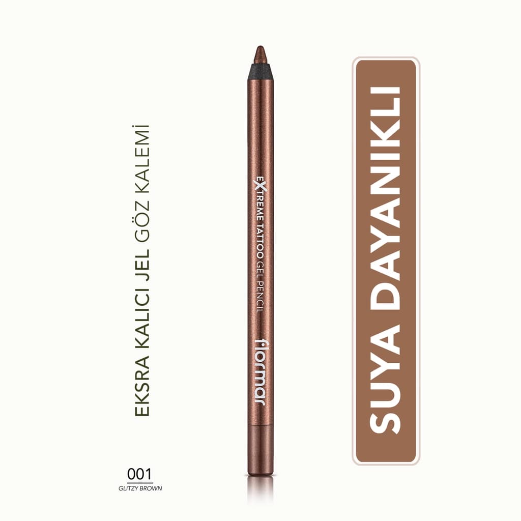 Flormar Extreme Tattoo Extra Permanent Glitter Gel Eyeliner 001 glitzy Brown