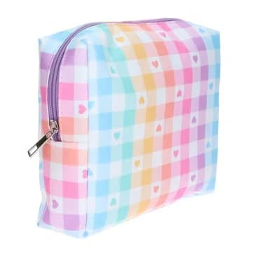 Miine Make-up Bag Large Checkered Heart