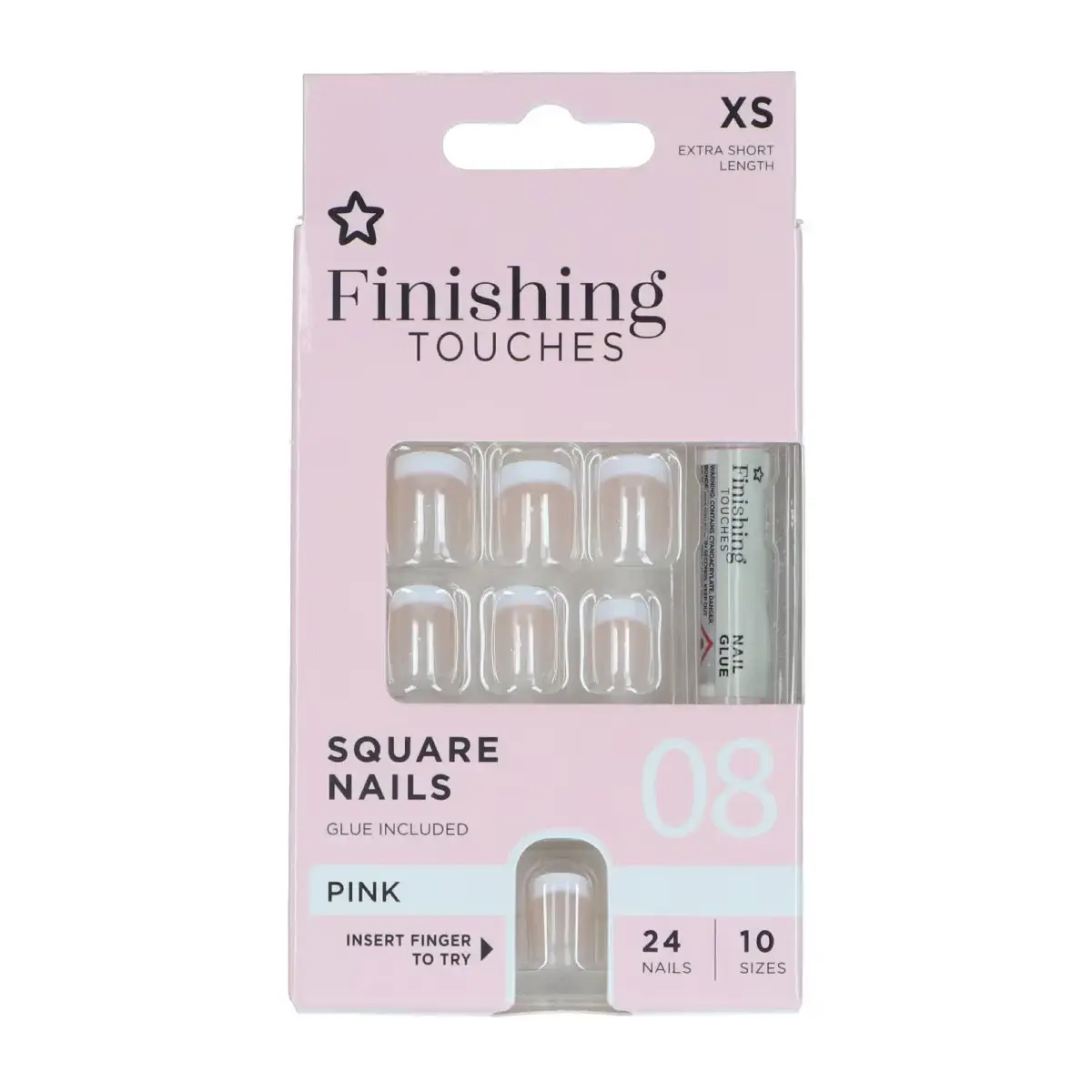 Superdrug Finishing Touches French Extra Short False Nails 24 pcs Pink