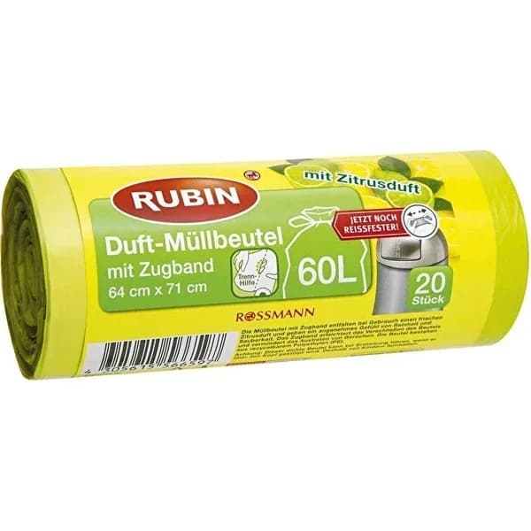 Rubin Garbage Bag with Rope Lemon Scent - 60 Liters 64x71 cm 20 pcs
