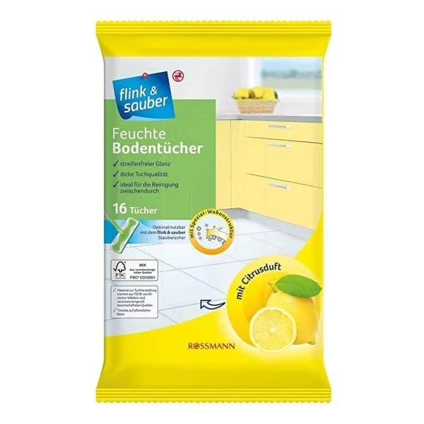 Flink & Sauber Wet Area Cloth Citrus Scented, 22x30 cm 16 pcs