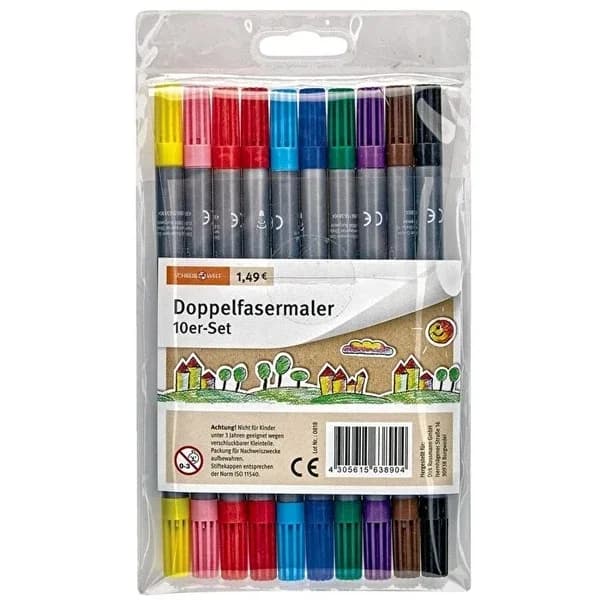 Schreibwelt Double-Sided Colored Felt Tip Pens - 10 Pack