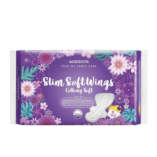 Watsons Cottony Soft Sanitary Pads Thin Long 18 pcs
