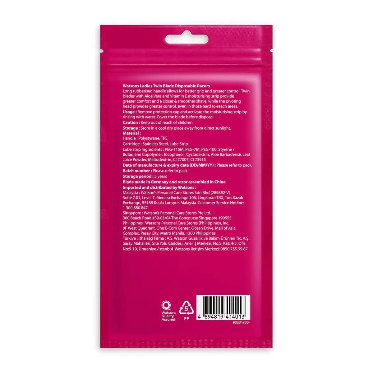 Watsons Women's 2 blade Disposable Razor Set Of 6