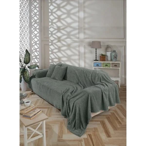 Wondel Anthracite Maxi Bed Sofa Cover & Blanket 180x300 cm