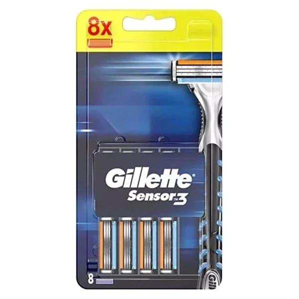 Gillette Sensor3 Razor Blades 8-Pack - Smooth Shave, Lubricating Strip