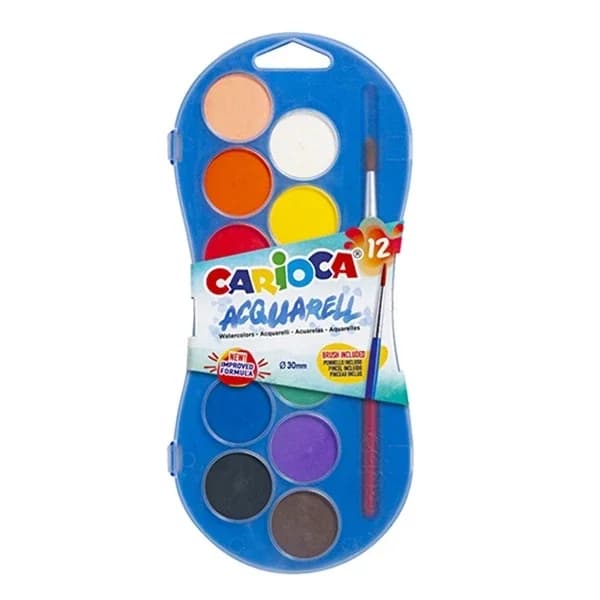 Carioca 12-Piece Super Washable Watercolour Set, 30 mm