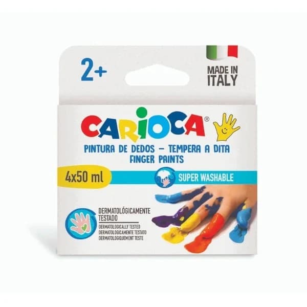 Carioca Baby Finger Paint 4 colors Super Washable 4 x 50 ml (2+ Years)