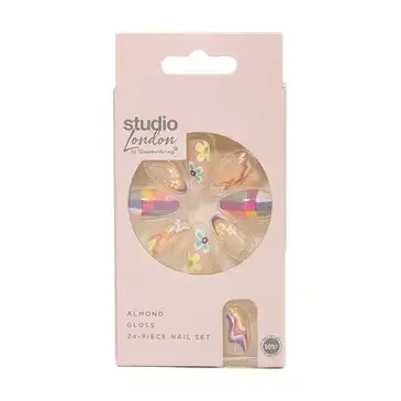 Superdrug Studio Floral Design False Nails - Easy Apply & Durable