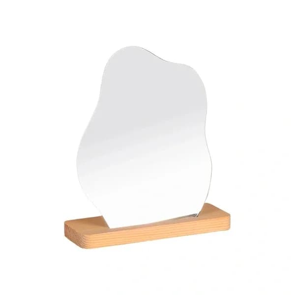Evcazim Asymmetrical Wooden Makeup Mirror 25x20 cm - Unique Decor