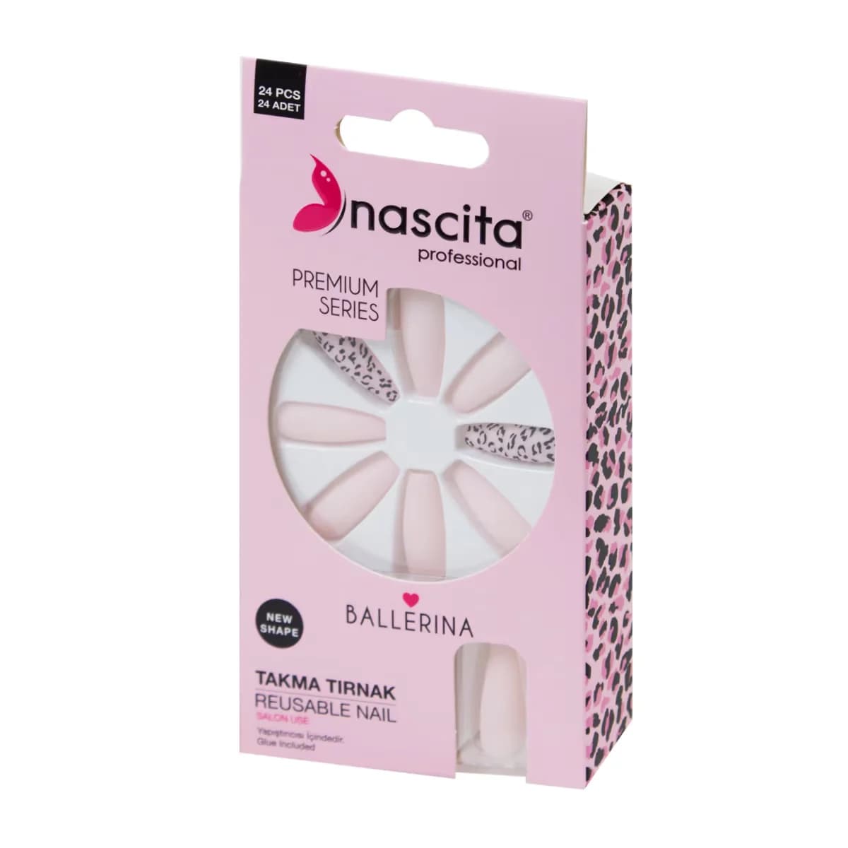 Nascita False Nails Pink Leopard 24 pcs