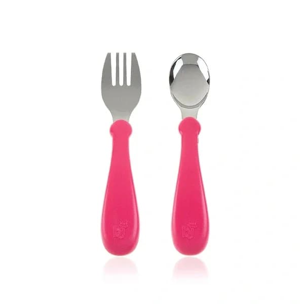 Babyjem Pink Stainless Steel Cutlery Set for Kids - Safe & Non-Slip