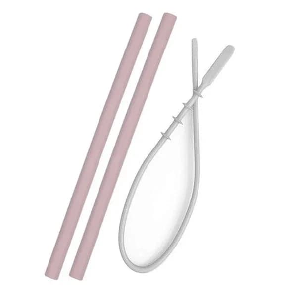 Oioi Silicone Straw With Cleaning Brush 2 pcs 6 months+ Pink
