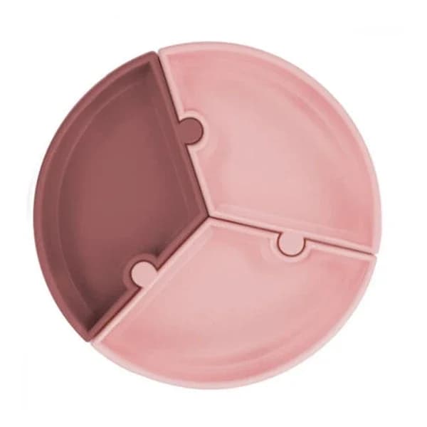 Oioi Silicone Puzzle Food Plate 6 months+ Pink - Claret Red