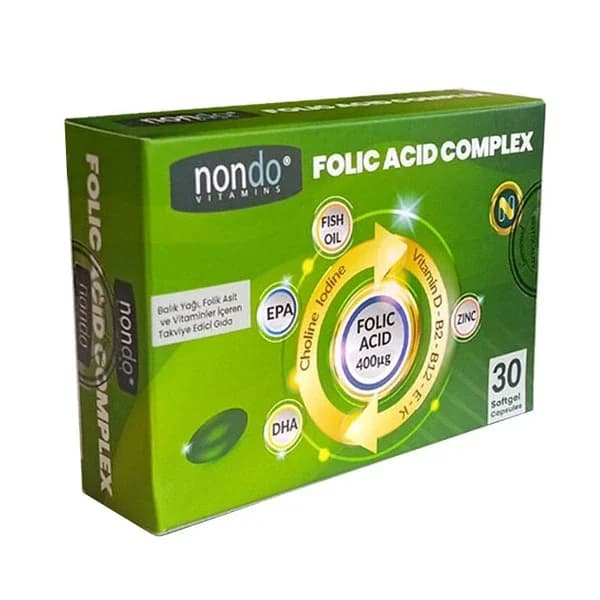 Nondo Vitamins Folic Acid Complex 30 softgel Capsules