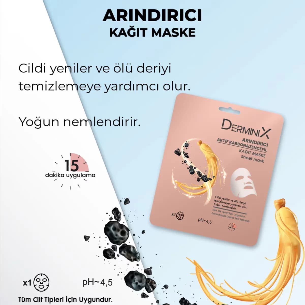 Derminix Purifying Paper Mask Active Carbon And Ginger 1 pcs