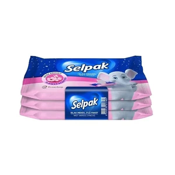 Selpak Cotton Soft Wet Pocket Wipes - 3 Pack, Fresh Scent