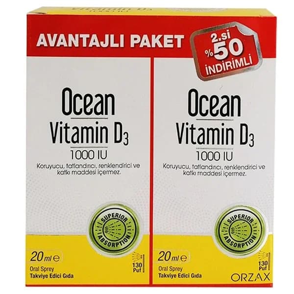 Orzax Ocean Vitamin D3 1000 iu 2 x 20 ml
