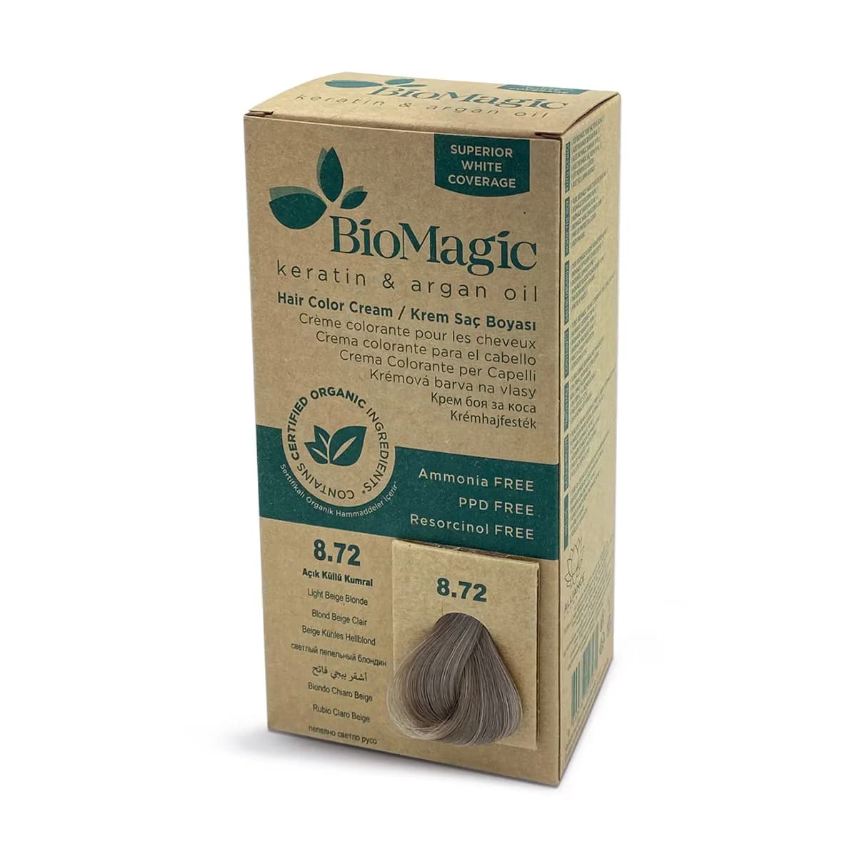 Biomagic Hair Color Light Ash Brown No: 8.72
