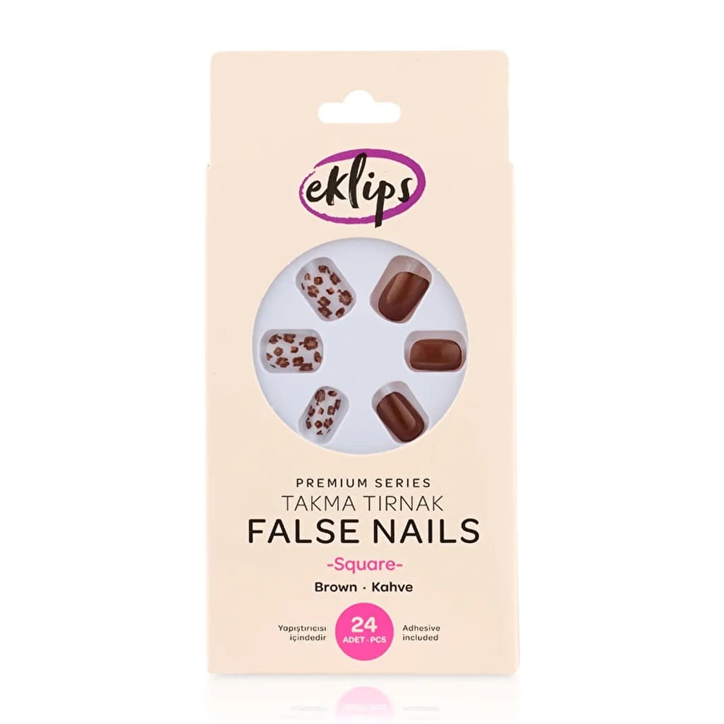 Накладные ногти Eklips коричневые квадратные