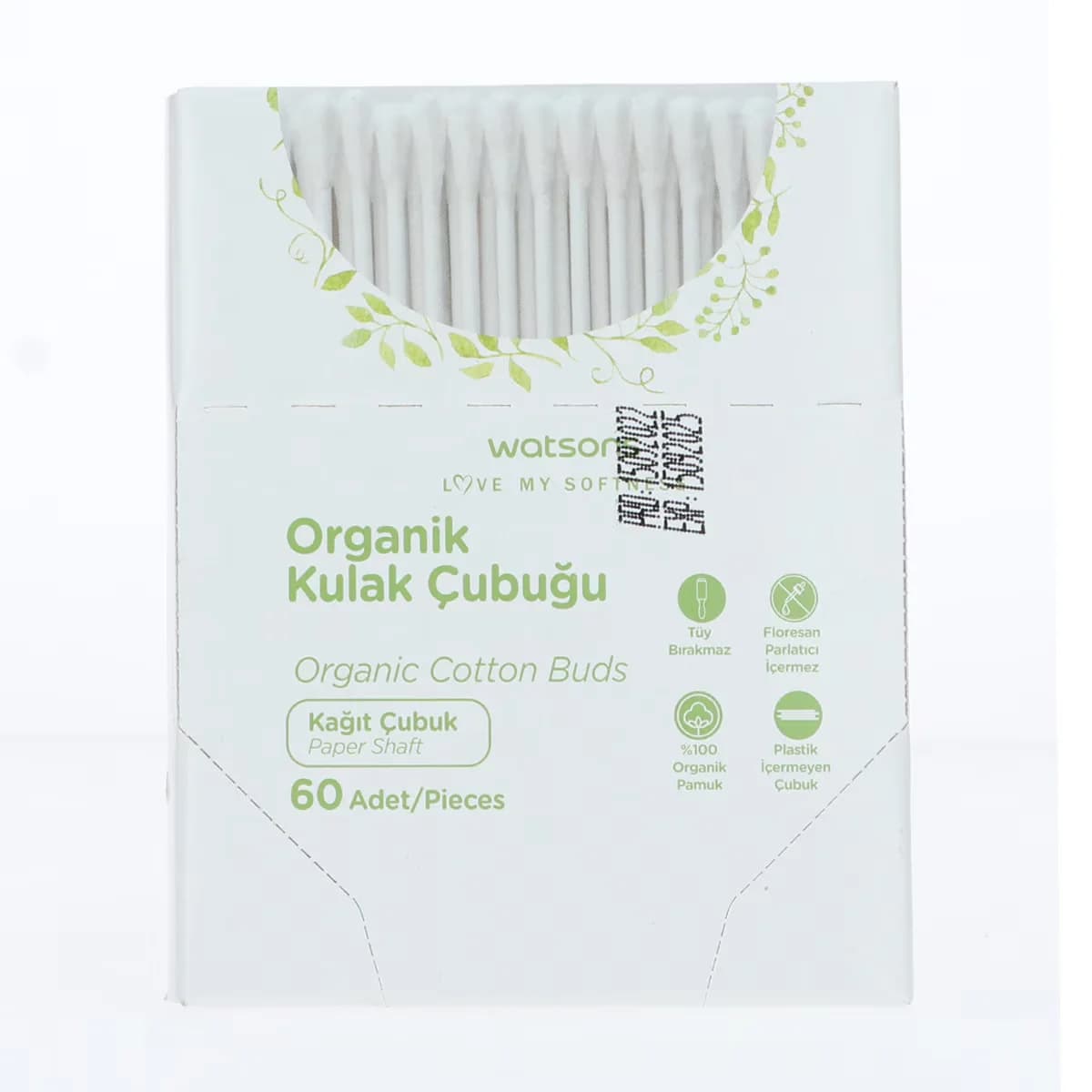Ватные палочки Watsons органические 60 шт