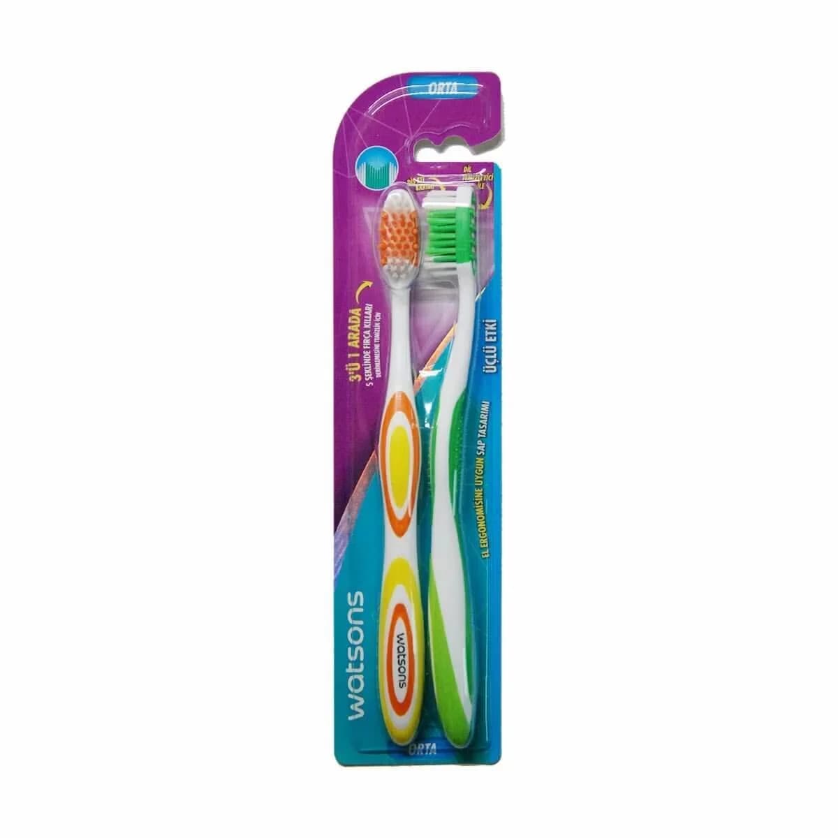 Зубная щетка Watsons 3 в 1 Средняя 2 шт.