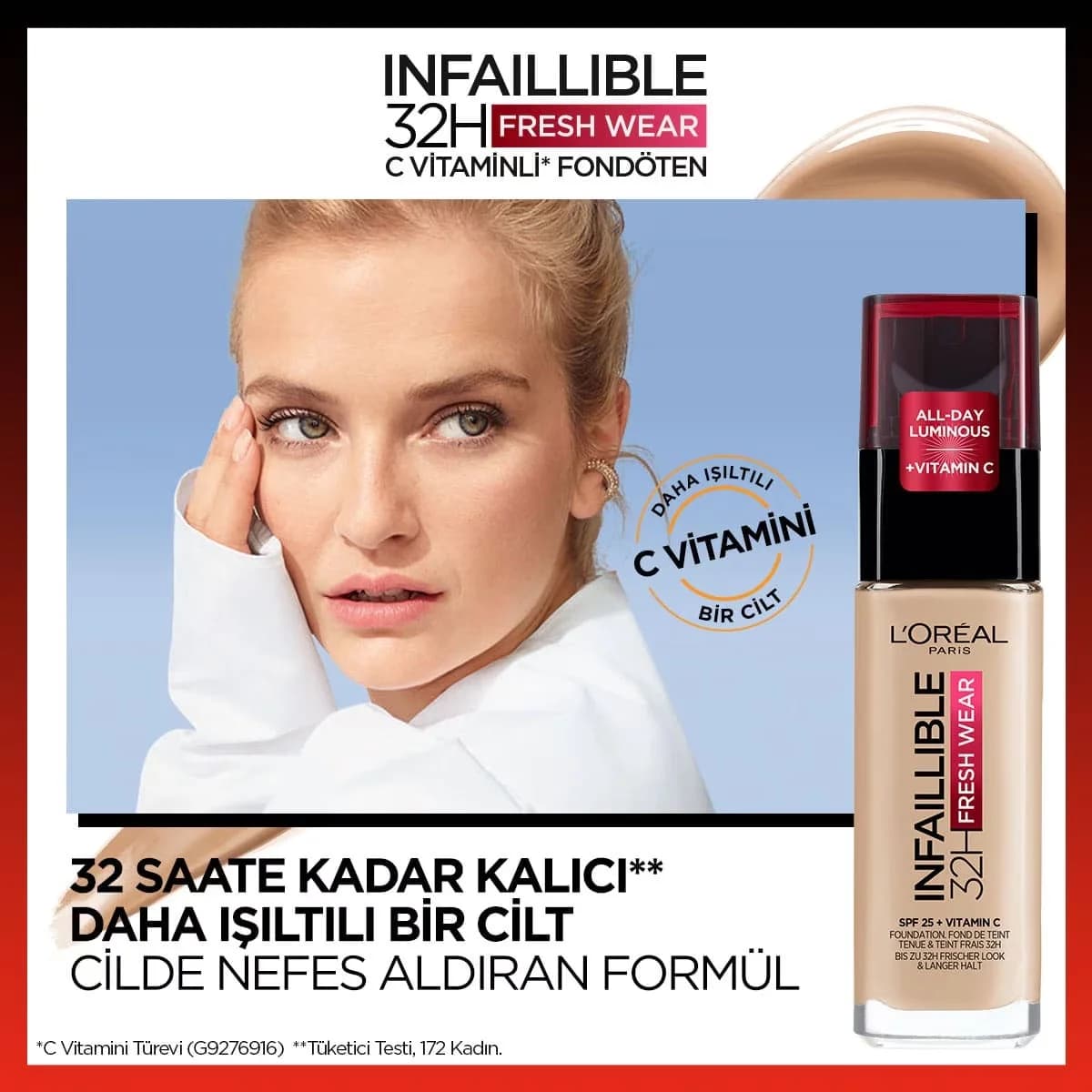 L'Oréal Paris Инфаллибель 32 ч Свежий Финиш Тональный Крем Витамин C 145 Бежевый Розовый