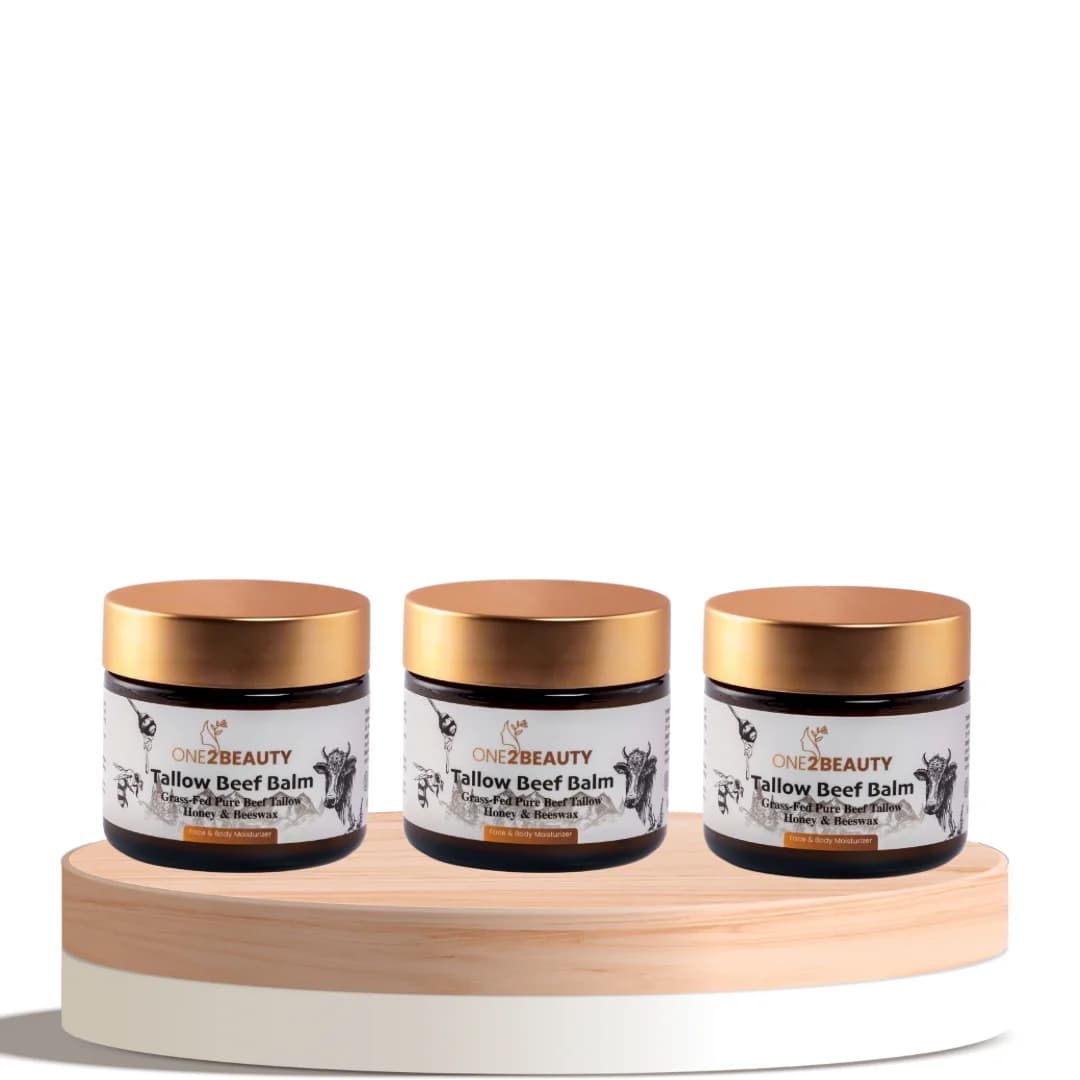 Подарочная коробка с маслом для тела на основе говяжьего жира от One2Beauty – 3 × 60 г