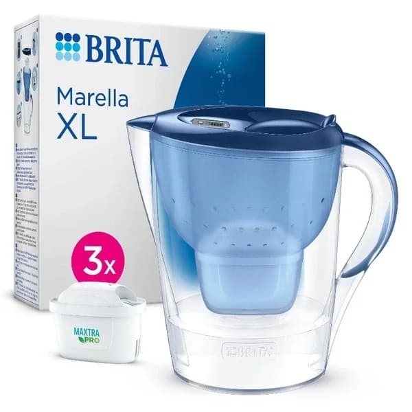 Фильтр для воды Brita Marella XL - синий, 3.5л, 3 фильтра