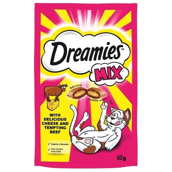 Лакомства для кошек Dreamies Микс говядина и сыр 60 г