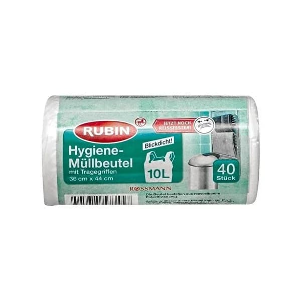 Мусорный пакет с ручкой Rubin 10 литров 36x44 см 40 шт