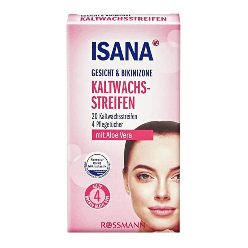 Исана 20 полосок холодного воска для лица и зоны бикини + 4 салфетки для очищения