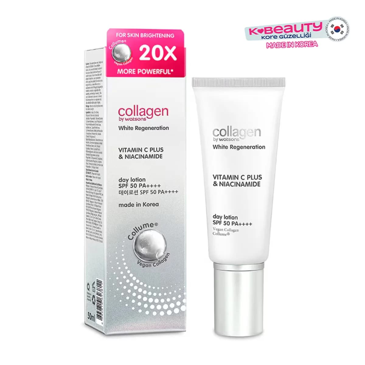 Крем для лица с коллагеном Watsons белый регенерирующий дневной SPF50 PA++++ 50 мл