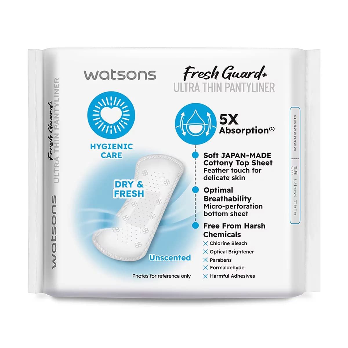 Ультратонкие ежедневные прокладки без запаха Watsons Fresh+ 10 шт.
