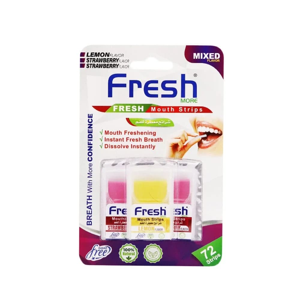 Полоски для свежести дыхания со вкусом клубники и лимона, 72 полоски от Fresh Mouth