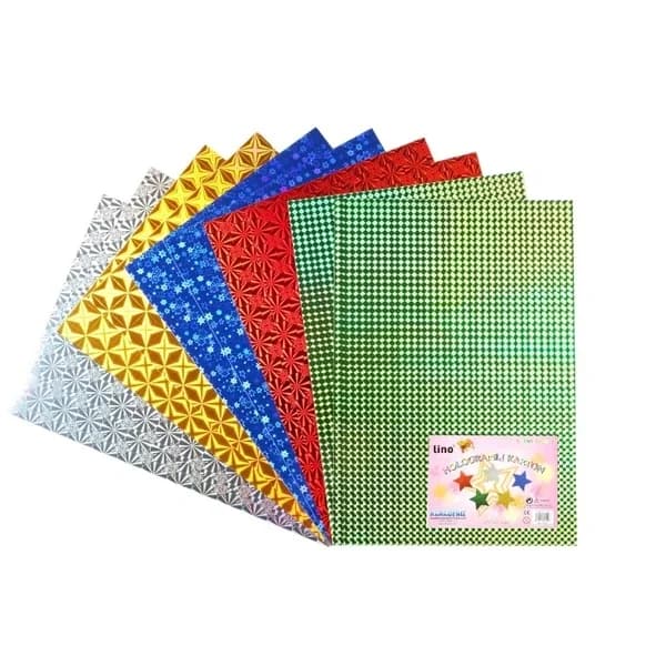 Лино Голографический Картон 5 цветов 10 шт (23 x 33 см) от Лино