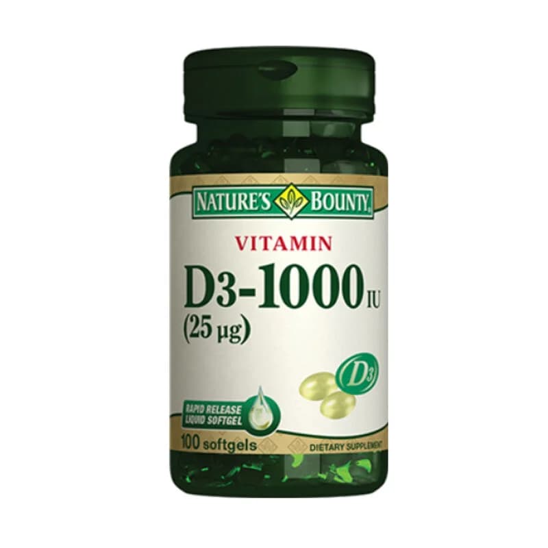 Витамин D3 1000 МЕ от Nature's Bounty, 100 желатиновых каплет