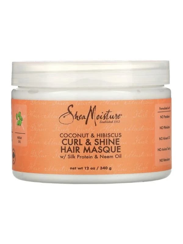 Маска для волос Shea Moisture от пушистости и блеска с шелковым протеином, маслом нима, кокосом и гибискусом, 340 г