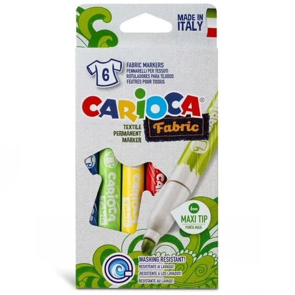 Карандаши текстильные Carioca Maxi 6 штук - невыцветающие цвета