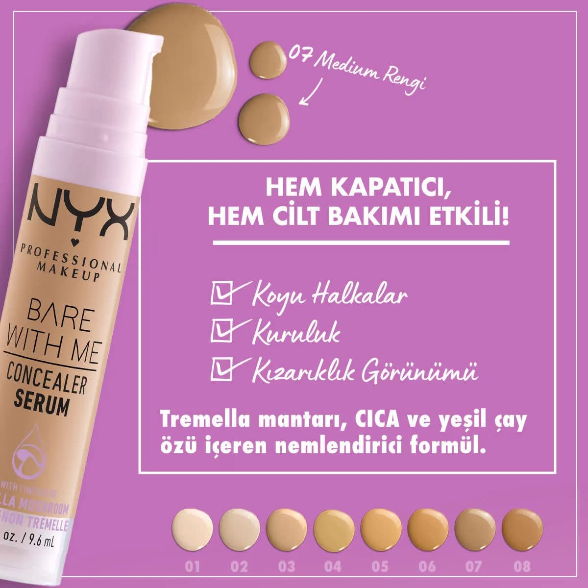 Консилер-серум Nyx Professional Makeup Bare With Me 07 средний