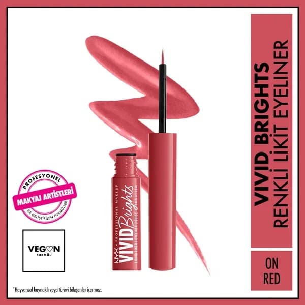 Жидкая подводка для глаз Vivid Brights на красном от Nyx Professional Makeup