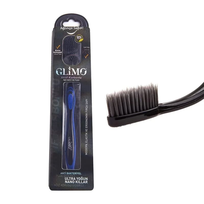 Зубная щетка для ухода за полостью рта с активированным углем Glimo