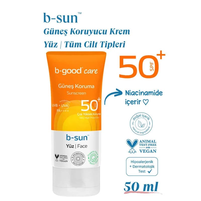 Солнцезащитный крем для лица B-good B-sun SPF 50+ 50 мл