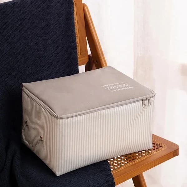 Серая полосатая сумка для хранения 30 x 22 x 18 см от Ocean Home