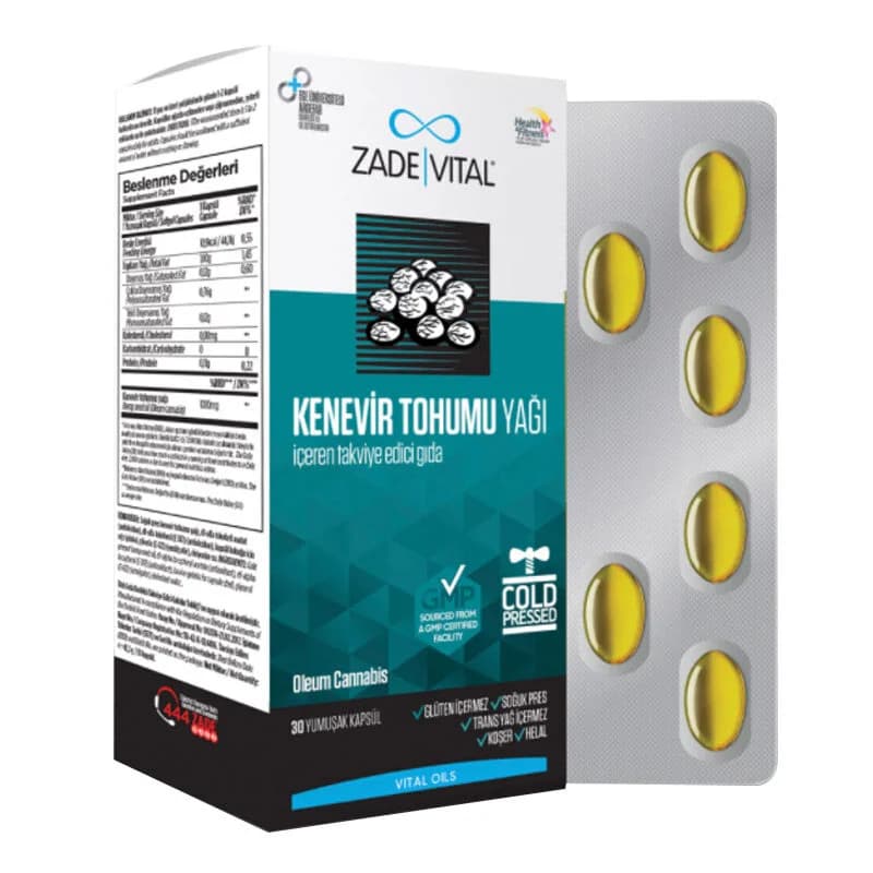 Масло семян конопли Zade Vital 1000 мг 30 мягких капсул